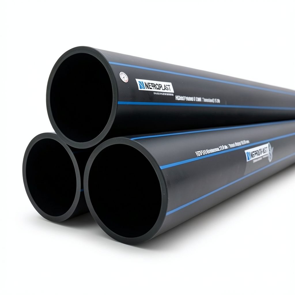 مواسير HDPE PE 100 ضغط اسمي 20 بار قطر خارجي 500 مم سمك 55.8 مم أسود | نيبروبلاست