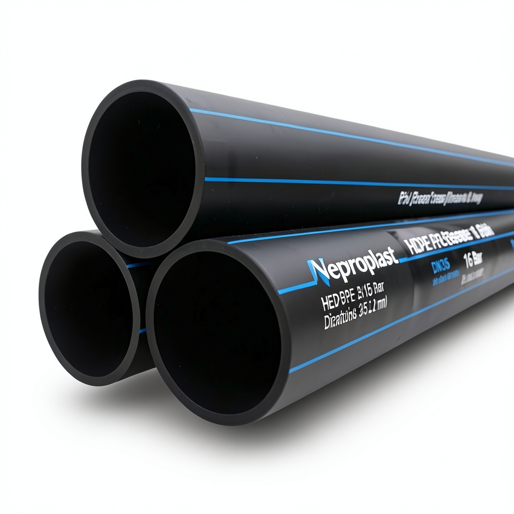 مواسير HDPE نيبروبلاست PE 80 ضغط 16 بار قطر 315 مم سمك 35.2 مم لون أسود | نيبروبلاست