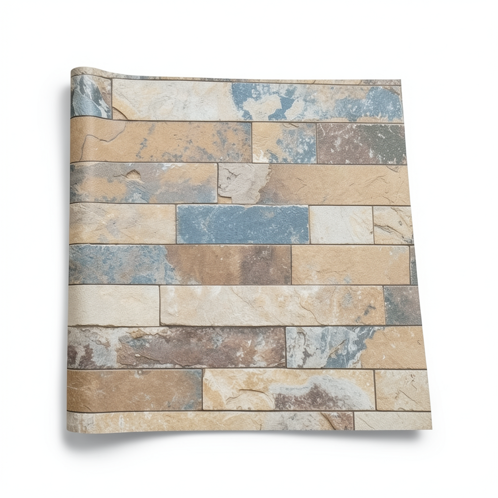 Stone Wallpaper Beige Color 10m x 0.53m, Model 475104
