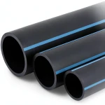 أنابيب HDPE الوطني لشبكات المياه ضغط 20 بار قطر خارجي 225 مم سمك 16.6 مم لون اسود