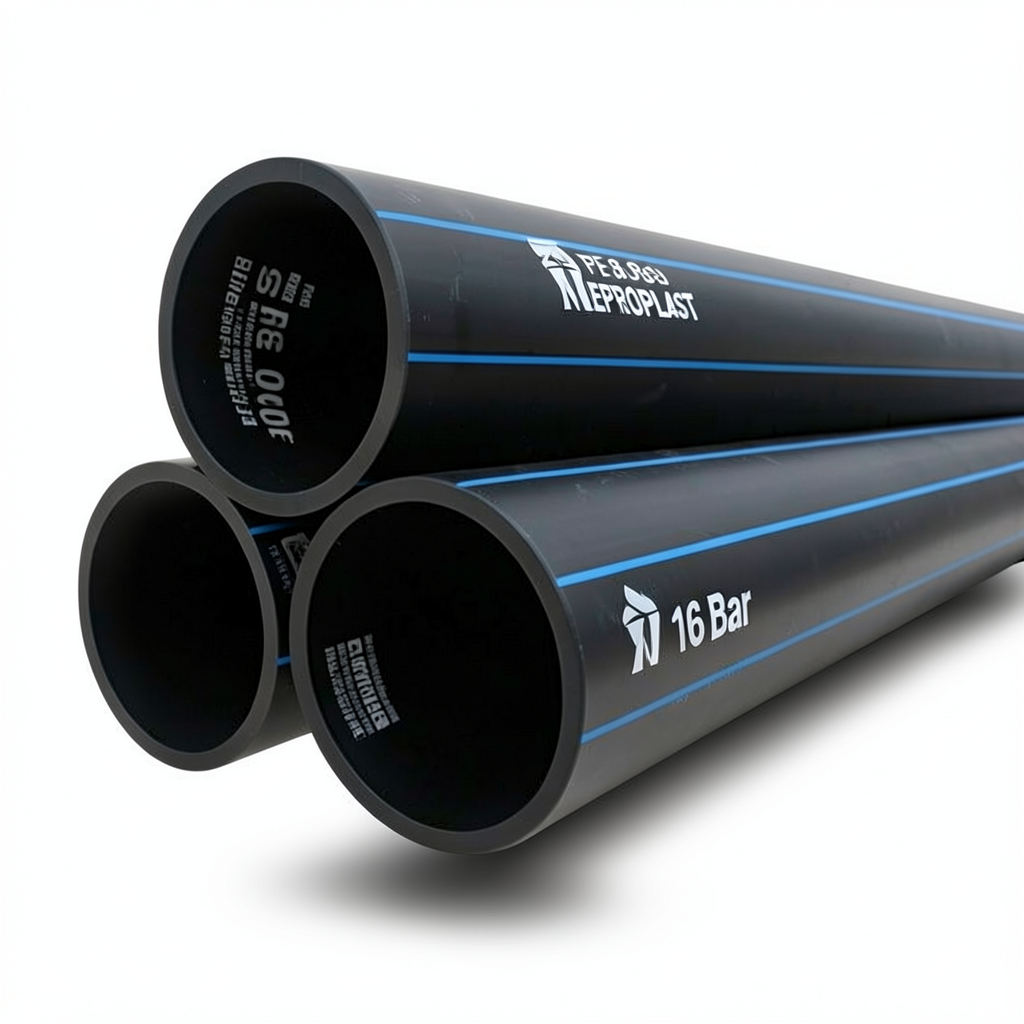 مواسير HDPE بولي ايثيلين عالي الكثافة PE 80 ضغط 16 بار قطر 500 مم سمك 55.8 مم لون أسود | نيبروبلاست