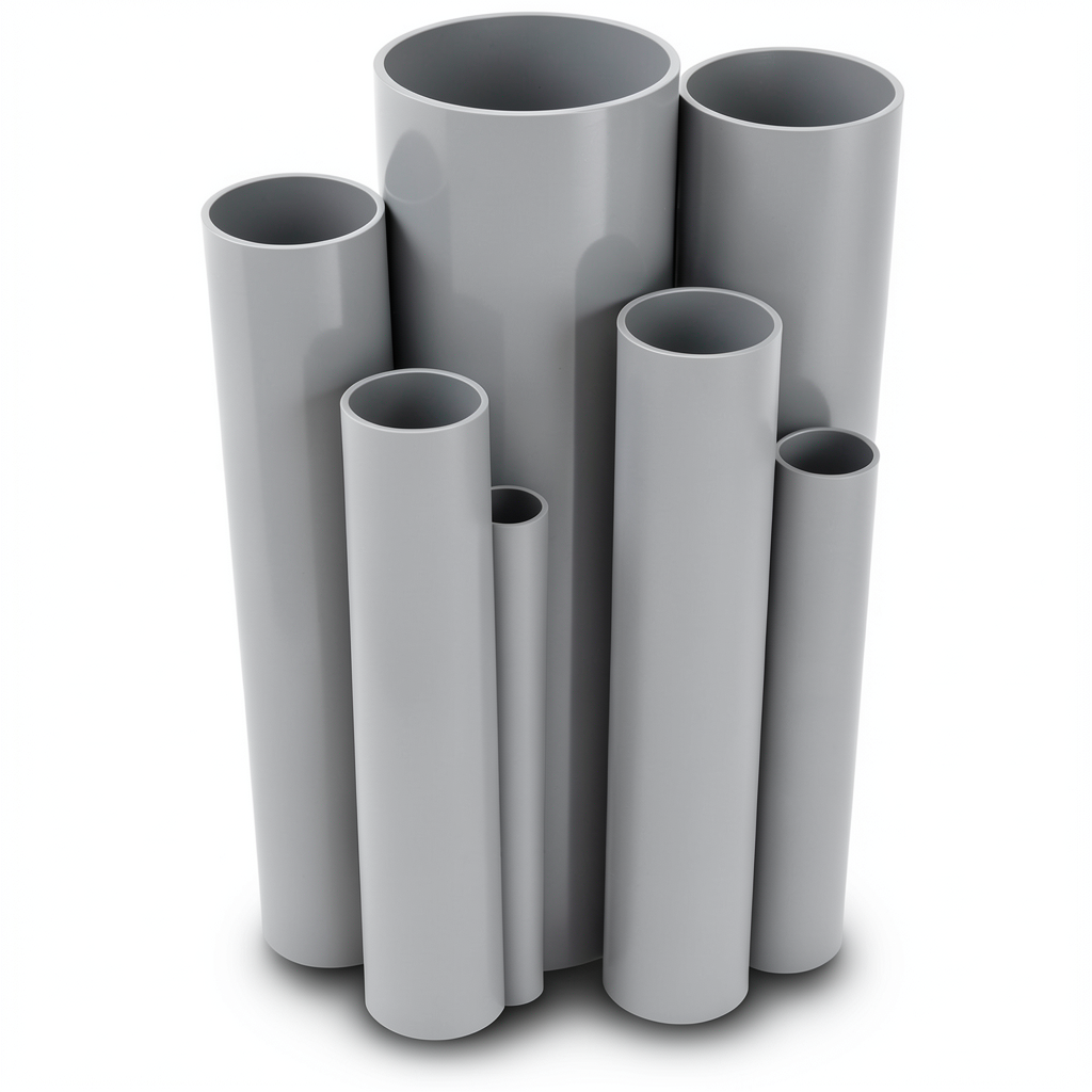 مواسير UPVC جدول 80 مقاس 8 إنش سمك 12.7 مم لون رمادي