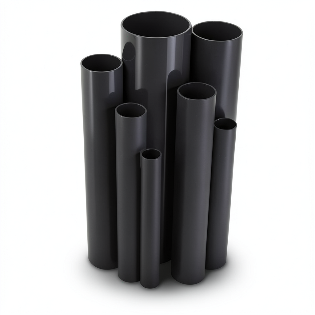مواسير UPVC جدول 80 مقاس 8 إنش سمك 12.7 مم لون اسود