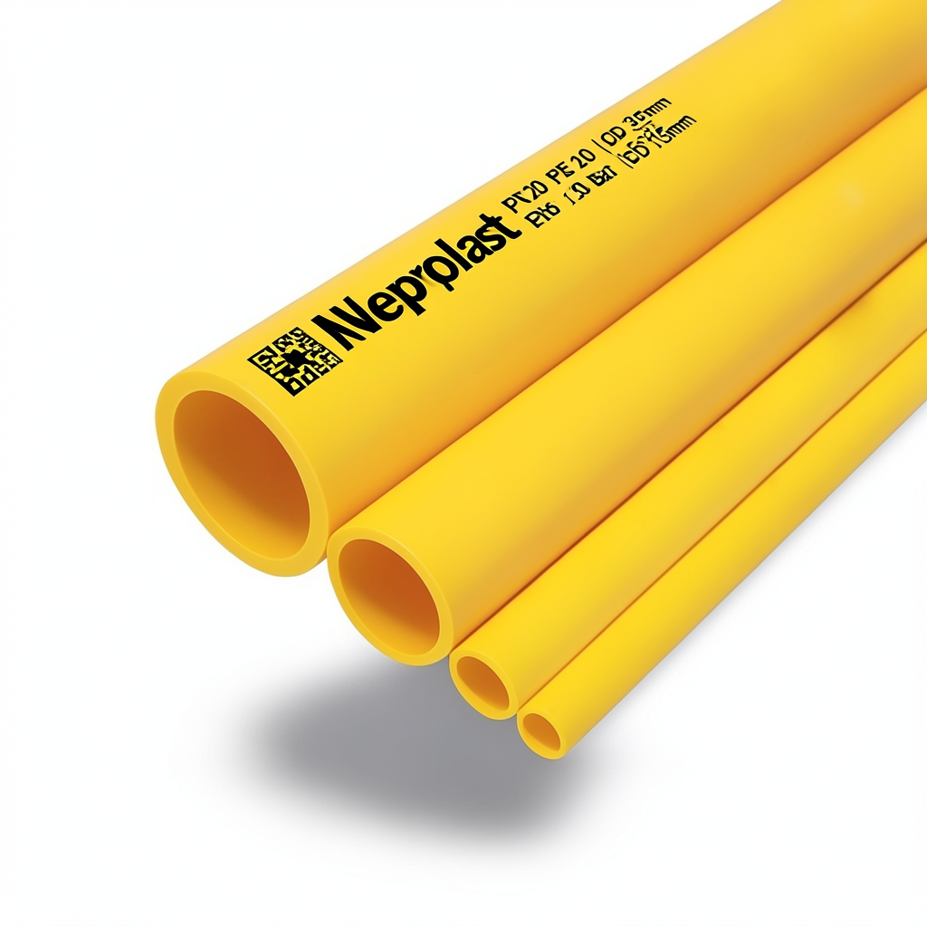 مواسير HDPE نيبروبلاست PE 100 ضغط 20 بار قطر خارجي 315 مم سمك 35.2 مم لون أصفر | نيبروبلاست