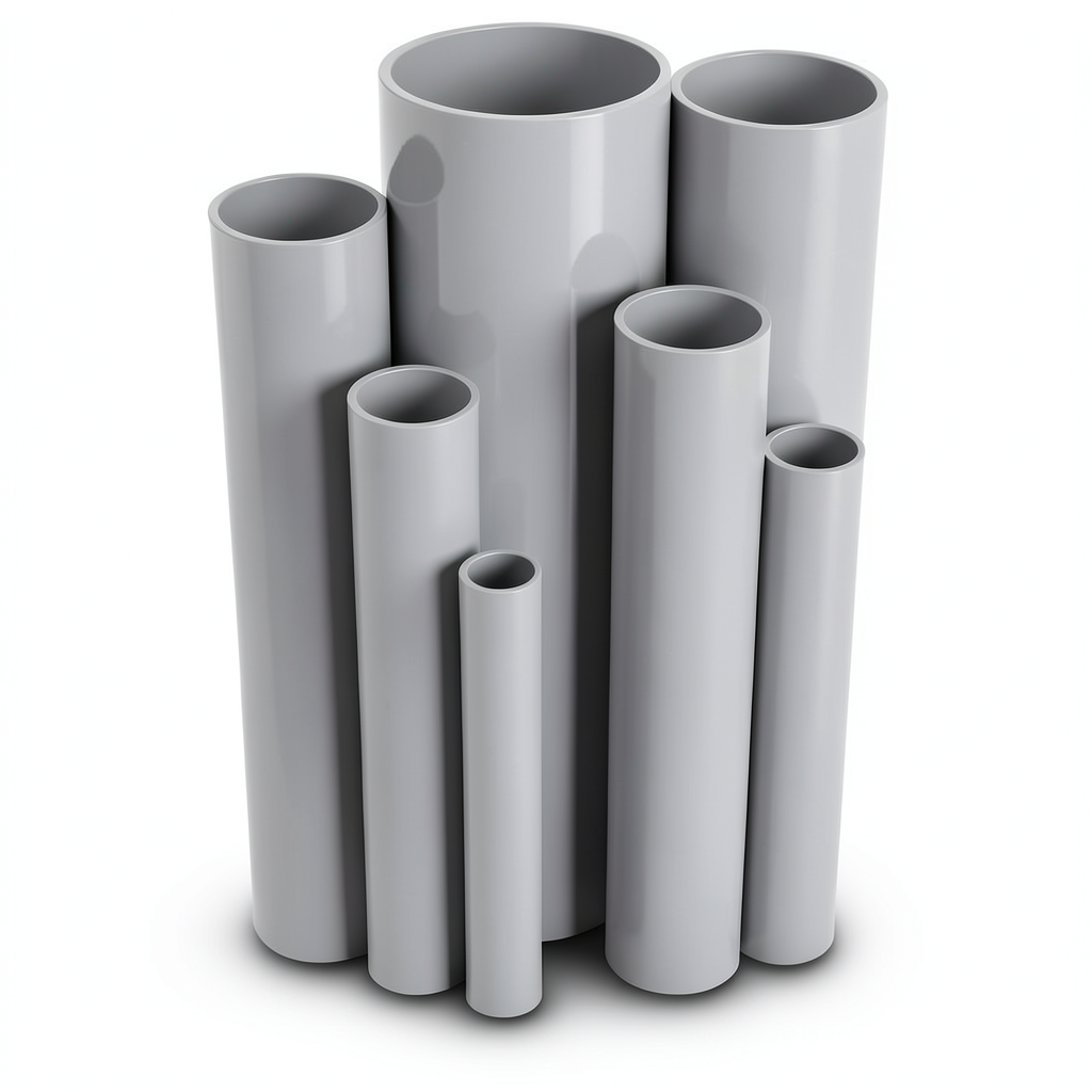 مواسير UPVC ضغط اسمي 21.7 بار مقاس ½ إنش سمك 1.57 مم لون رمادي