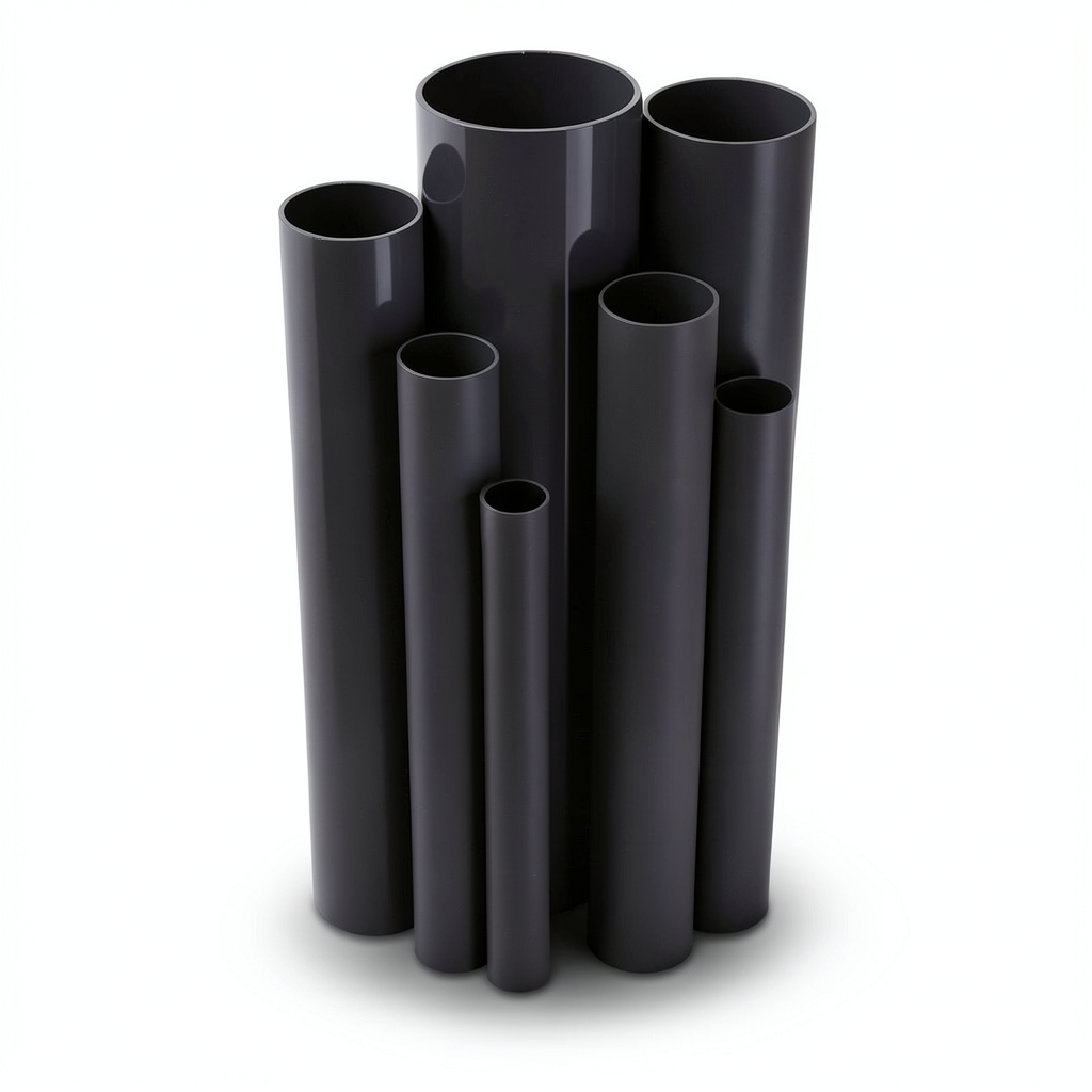 مواسير UPVC مقاس ½ إنش سمك 1.57 مم ضغط 21.7 بار لون أسود