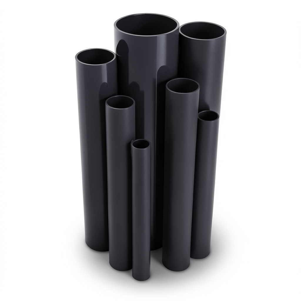 مواسير UPVC مقاس ¾ إنش ضغط اسمي 21.7 بار سمك 1.98 مم لون أسود
