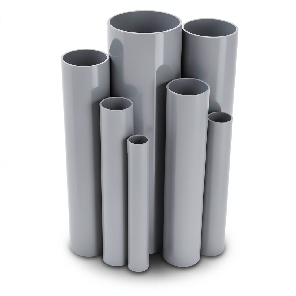 مواسير UPVC ضغط 21.7 بار مقاس ¼ 1 إنش سمك 3.12 مم لون رمادي
