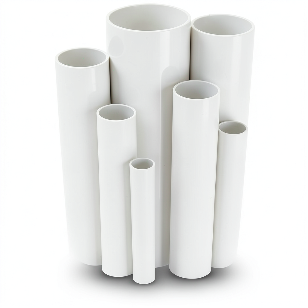 مواسير UPVC ضغط 21.7 بار مقاس ½ 1 إنش سمك 3.58 مم لون أبيض