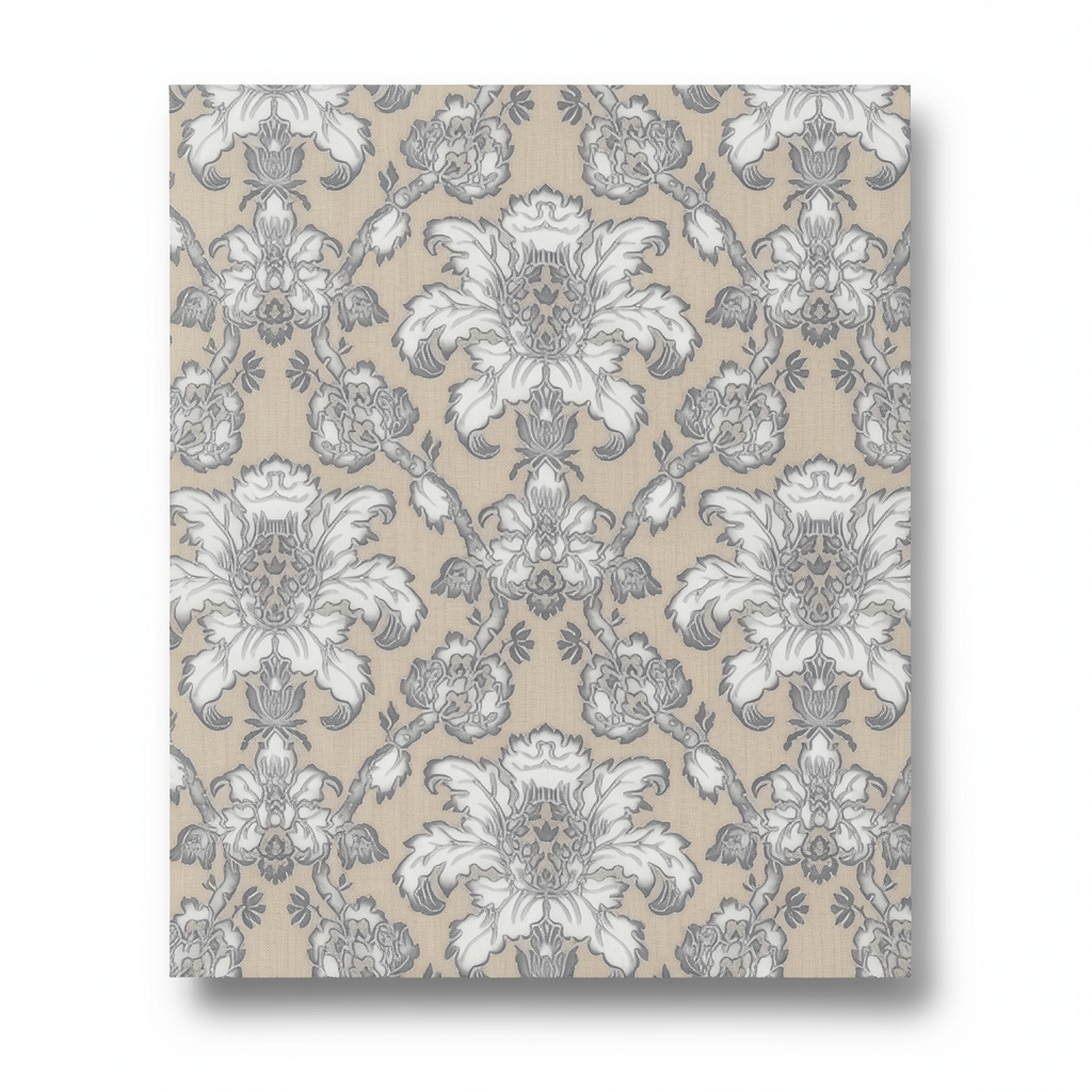 Italian Wall Decoration 10m x 1.06m Beige with Grey, Model 4752