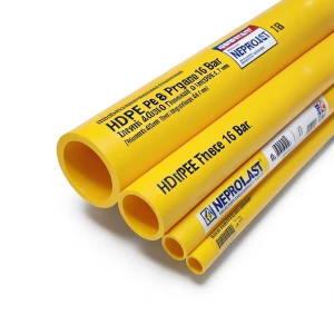 مواسير HDPE بولي إيثيلين عالي الكثافة PE 80 ضغط 16 بار قطر 400 مم سمك 44.7 مم أصفر | نيبروبلاست