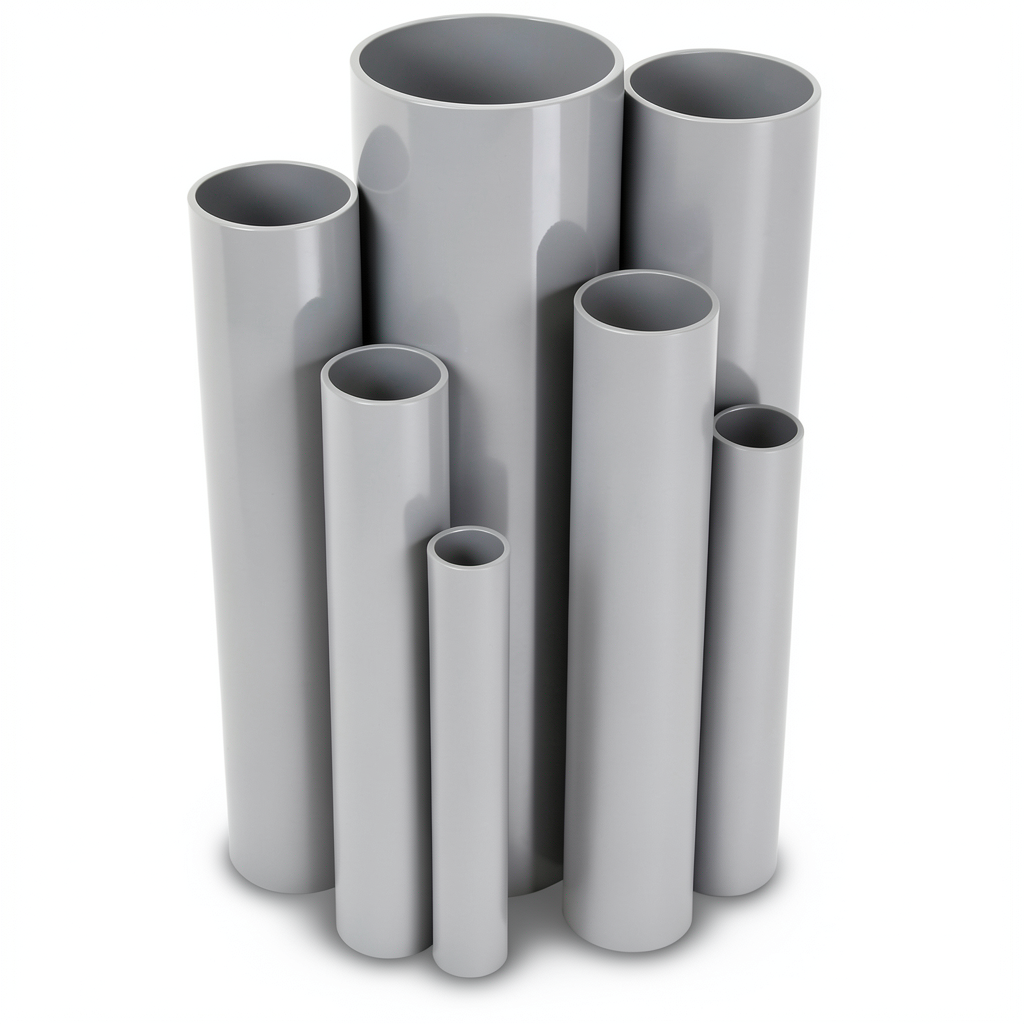 مواسير UPVC جدول 80 مقاس 8 إنش سمك 12.7 مم لون رمادي