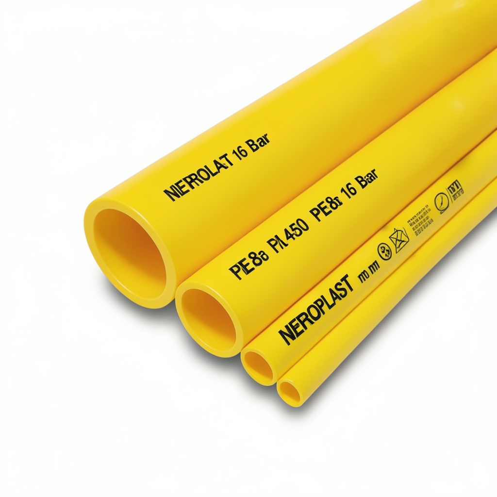 مواسير HDPE PE 80 ضغط 16 بار قطر 450 مم سمك 50.3 مم لون أصفر | نيبروبلاست