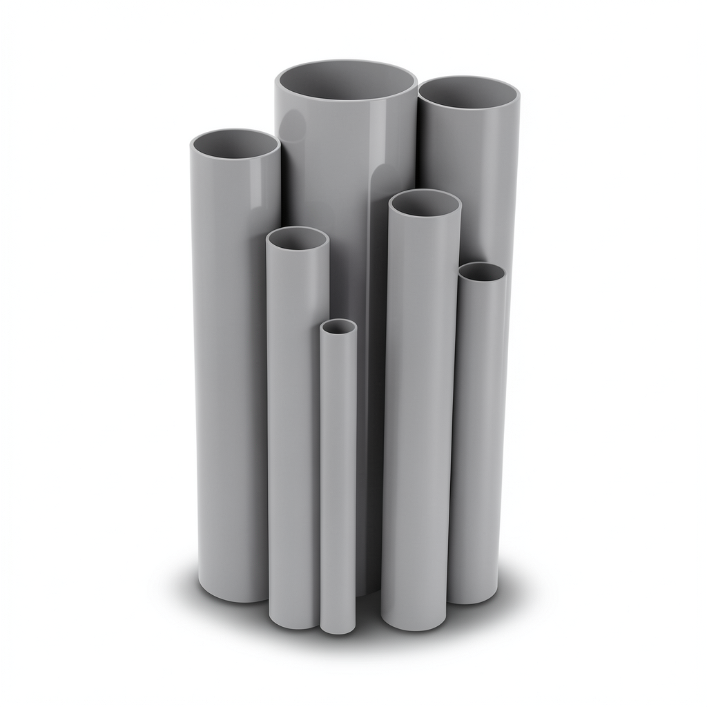 مواسير UPVC ضغط اسمي 21.7 بار مقاس ½ إنش سمك 1.57 مم لون رمادي