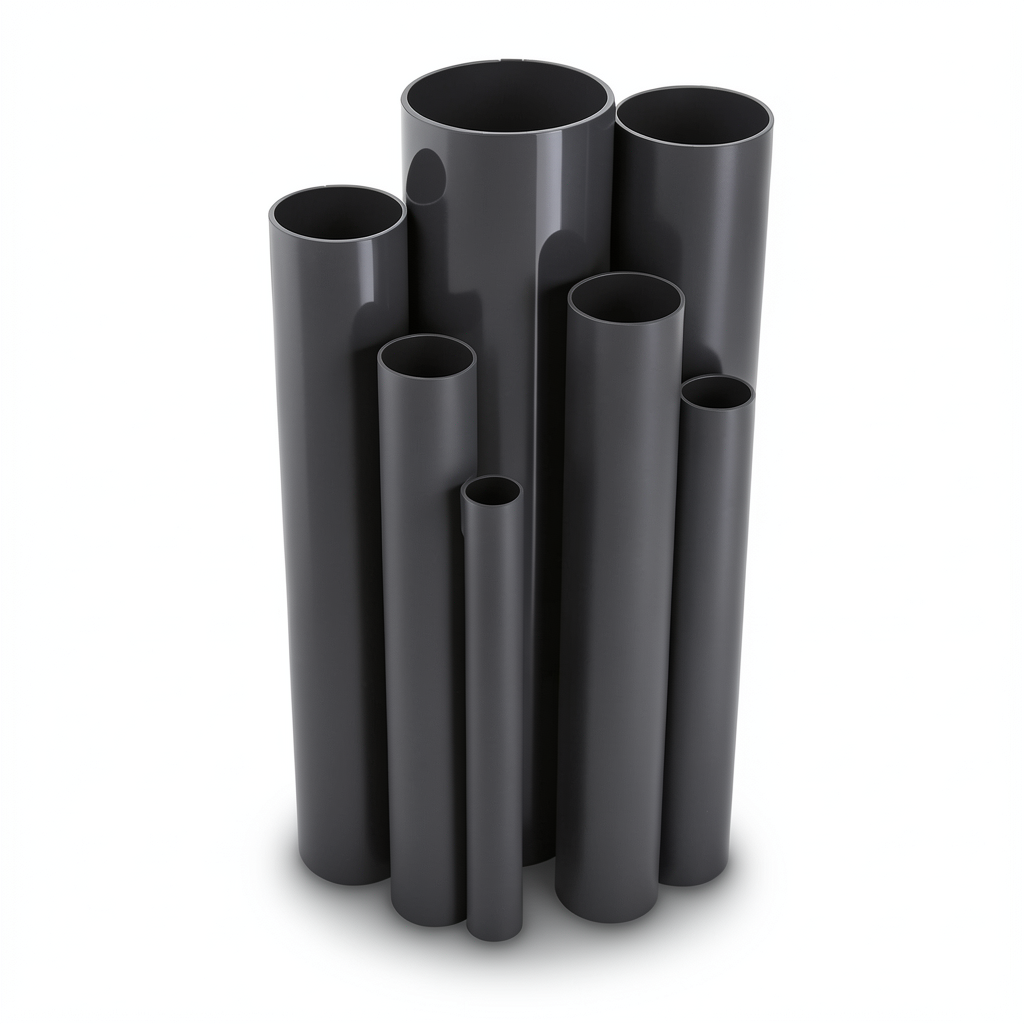 مواسير UPVC مقاس ½ إنش سمك 1.57 مم ضغط 21.7 بار لون أسود