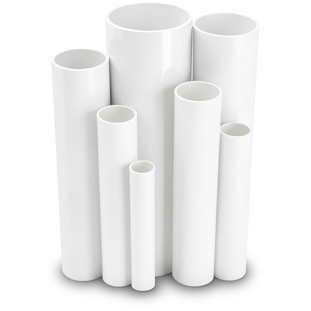 مواسير UPVC ضغط 21.7 بار مقاس ½ 1 إنش سمك 3.58 مم لون أبيض