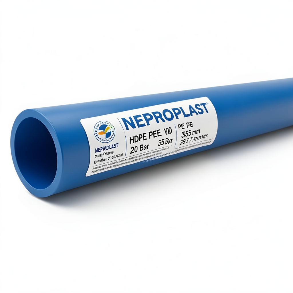 HDPE Pipes PE 100 Nominal Pressure 20 Bar Outside Diameter 355 mm Thickness 39.7 mm Blue | NEPROPLAST