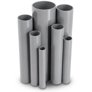 مواسير UPVC ضغط اسمي 21.7 بار مقاس ½ 1 إنش سمك 3.58 مم لون رمادي