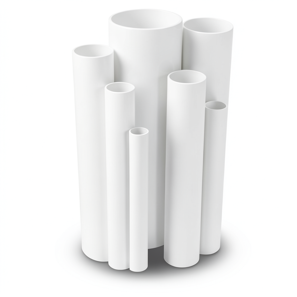 مواسير UPVC ضغط اسمي 8.6 بار مقاس ½ 1 إنش سمك 1.52 مم لون أبيض