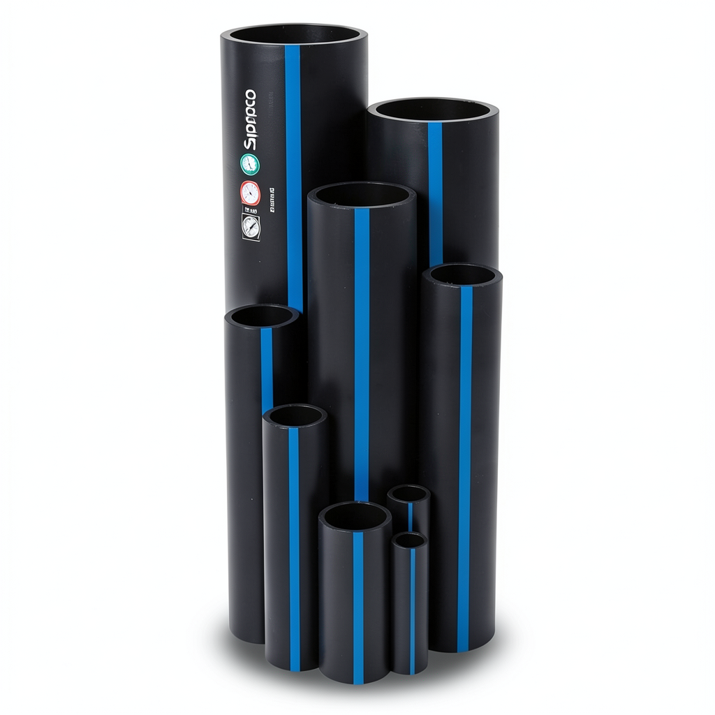 Sappco HDPE Pipes PE 100 Pressure 6 Bar Outside Diameter 250 mm Thickness 9.6 mm Black Color | SAPPCO