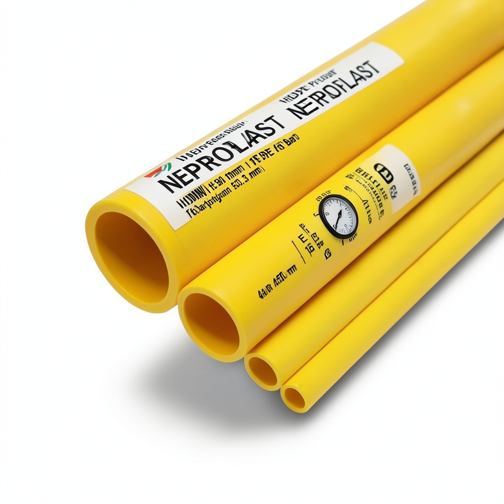 مواسير HDPE PE 80 ضغط 16 بار قطر 450 مم سمك 50.3 مم لون أصفر | نيبروبلاست