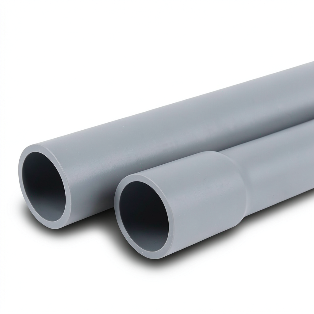 أنابيب UPVC ضغط اسمي 9 بار مقاس 4 إنش سمك 4.5 مم لون رمادي