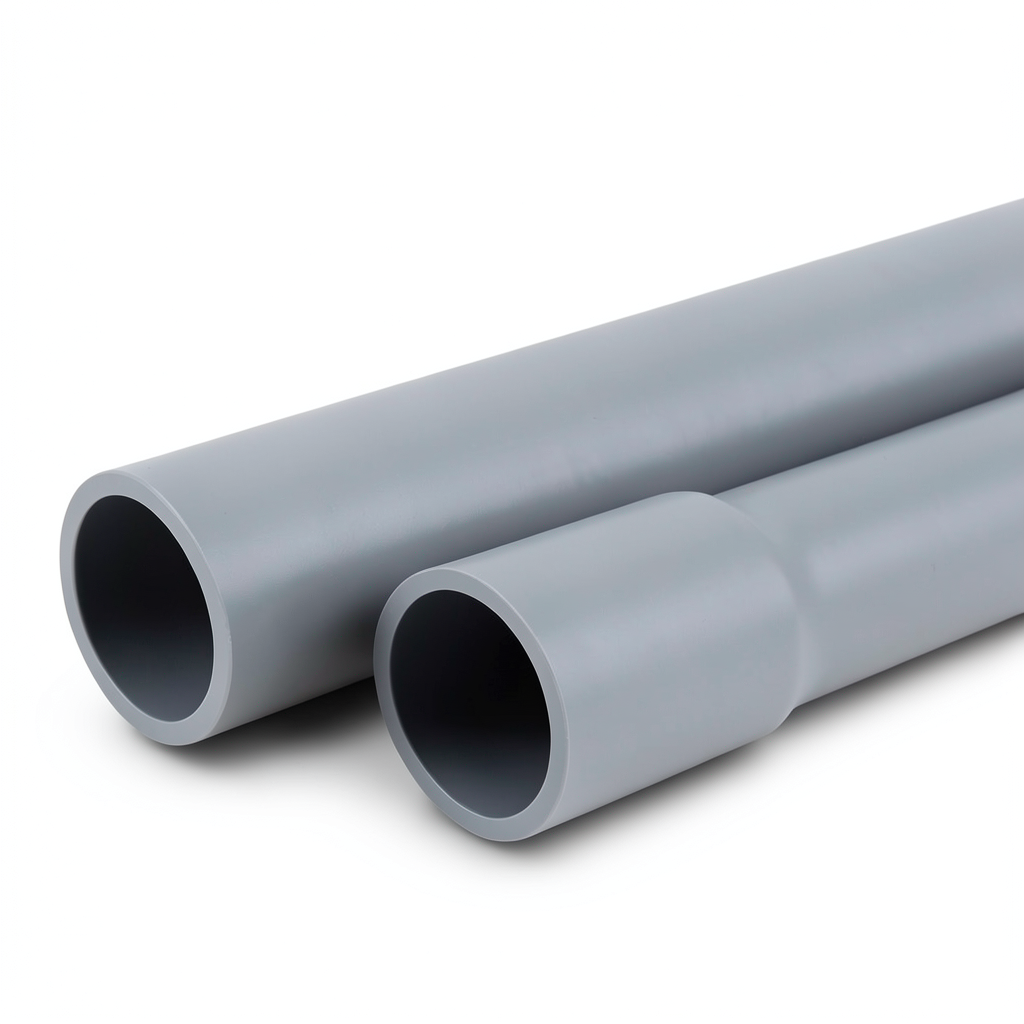 أنابيب UPVC ضغط اسمي 9 بار مقاس 6 إنش سمك 6.6 مم لون رمادي