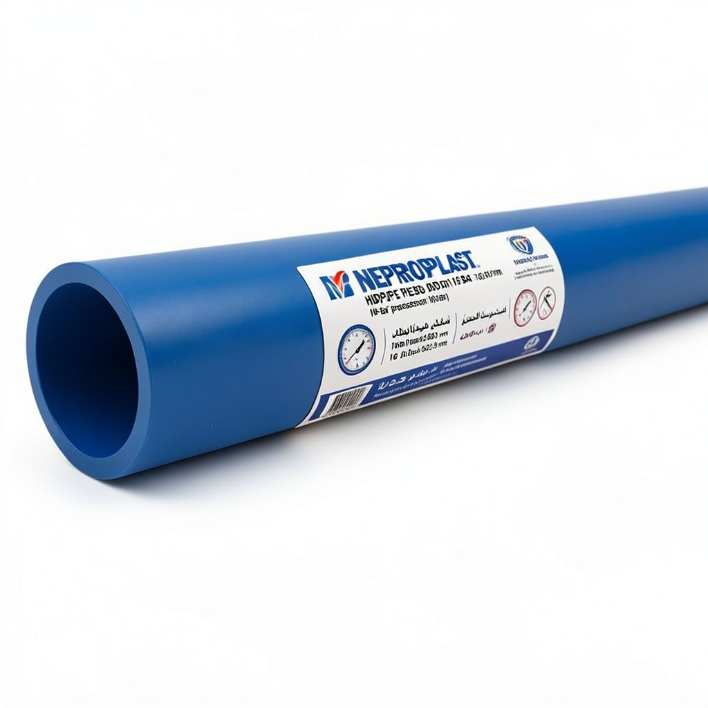 أنابيب HDPE PE 80 ضغط 16 بار قطر 560 مم سمك 62.5 مم أزرق | نيبروبلاست