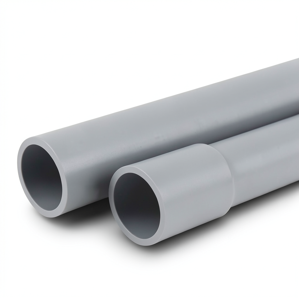 أنابيب UPVC ضغط اسمي 9 بار مقاس 3 إنش سمك 3.5 مم لون رمادي