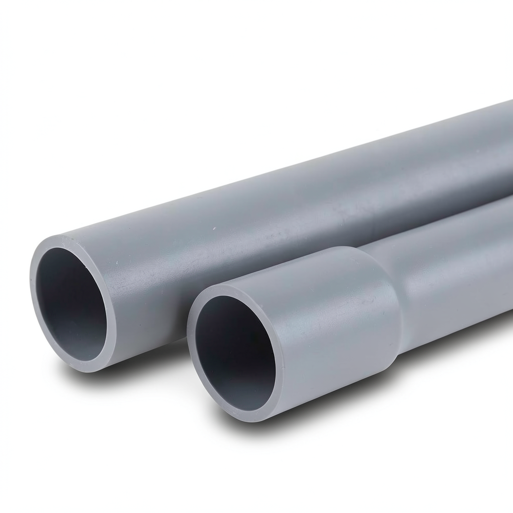 أنابيب UPVC ضغط اسمي 9 بار مقاس 4 إنش سمك 4.5 مم لون رمادي