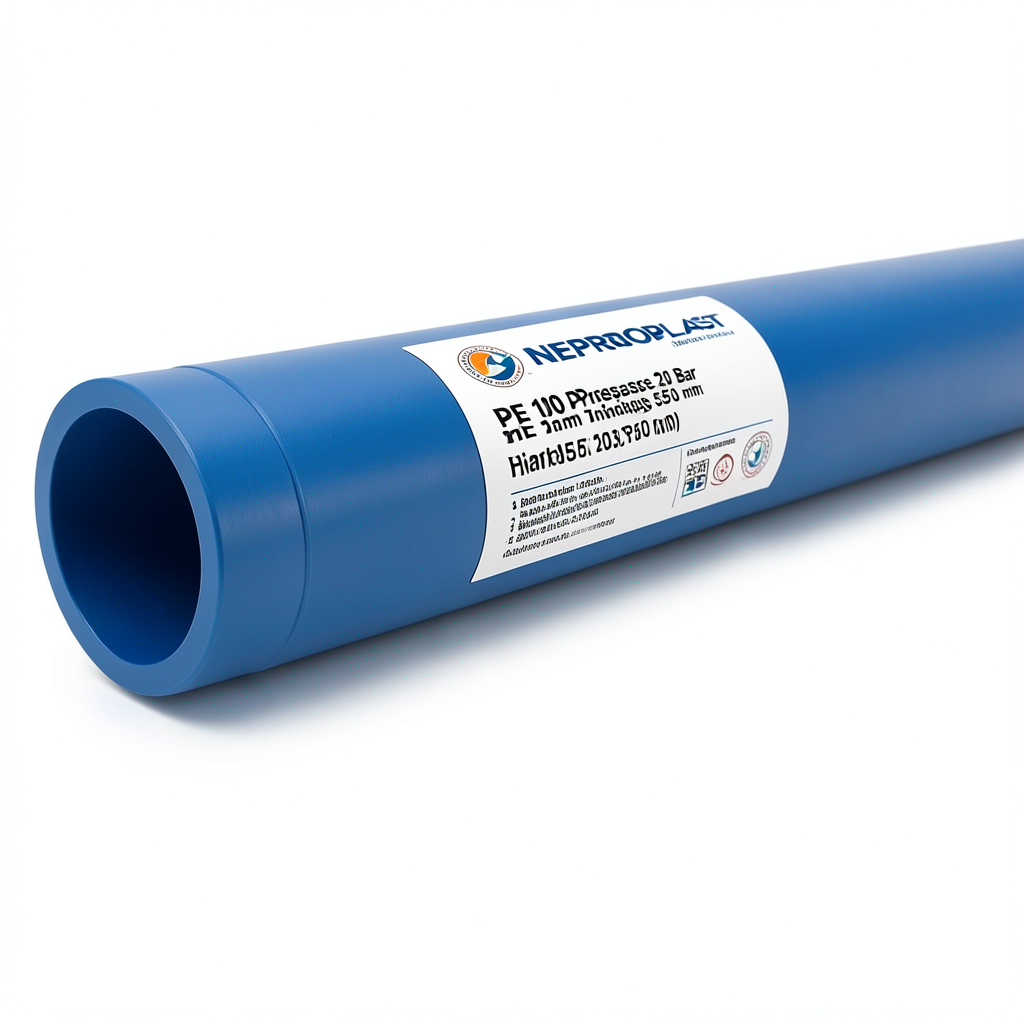 أنابيب HDPE PE 100 ضغط 20 بار قطر 500 مم سمك 55.8 مم أزرق | نيبروبلاست