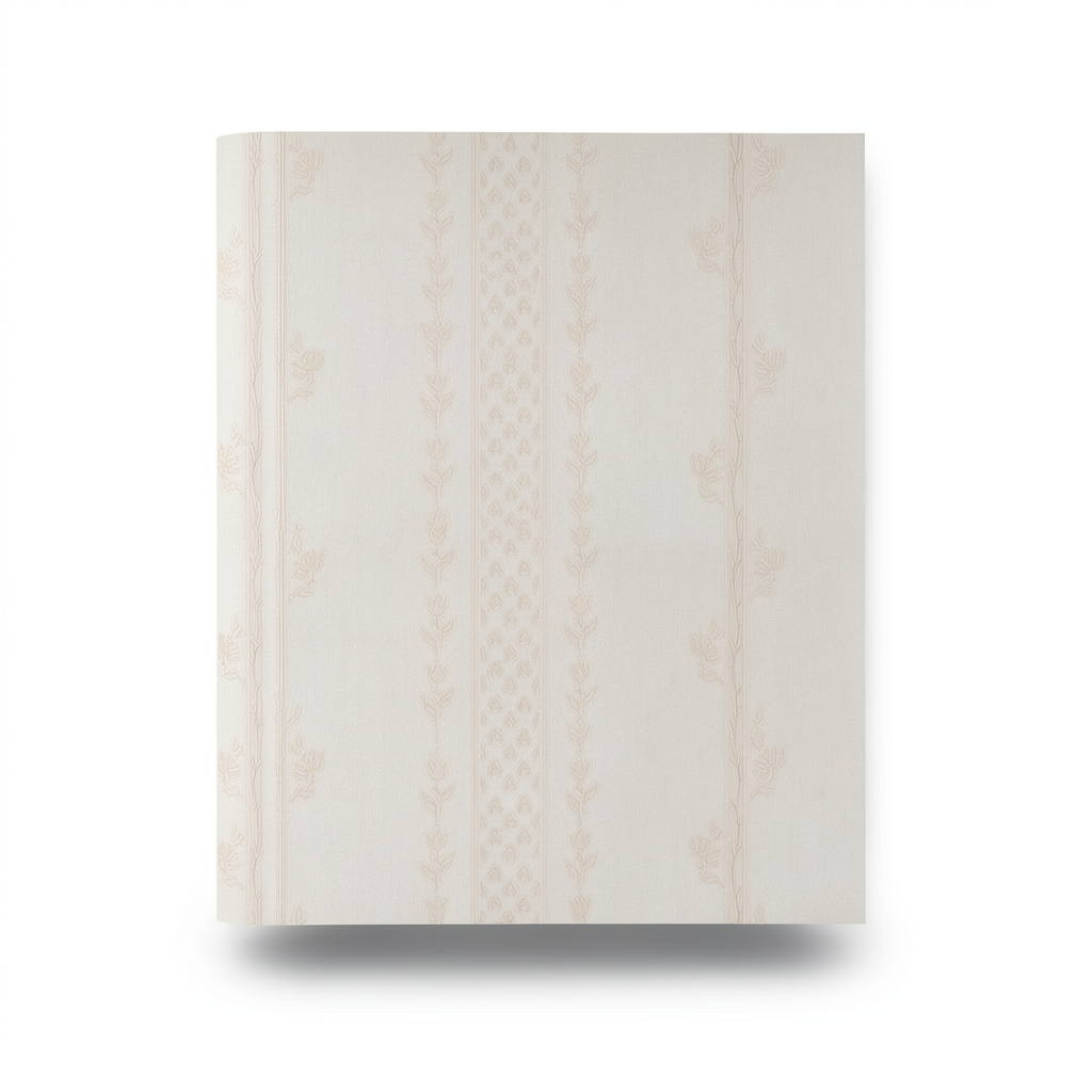 Italian Wallpaper 10m x 1.06m Light Beige, Striped Design