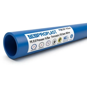HDPE Pipes PE 80 Pressure 16 Bar Diameter 450 mm Thickness 50.3 mm Blue | NEPROPLAST