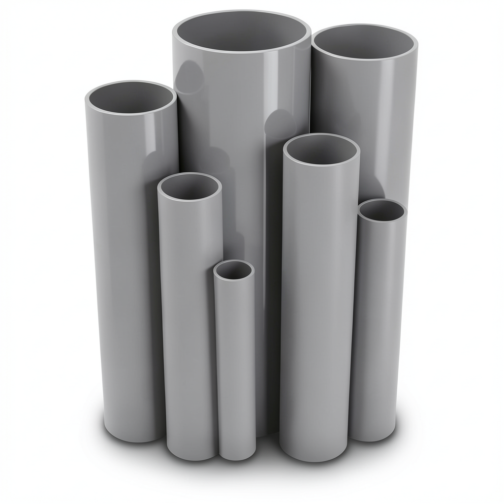 مواسير UPVC ضغط اسمي 11 بار مقاس 1 إنش سمك 1.52 مم لون رمادي