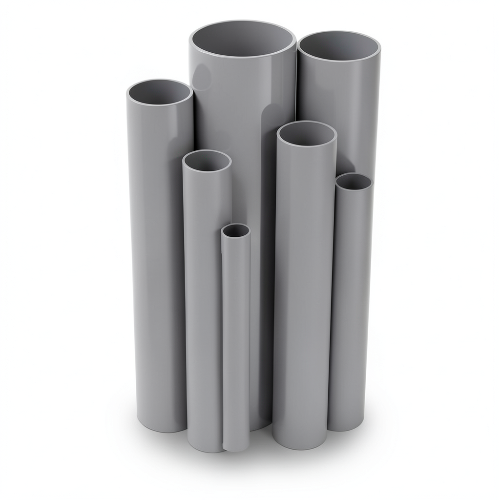 مواسير UPVC ضغط اسمي 11 بار مقاس ¼1 إنش سمك 1.63 مم لون رمادي