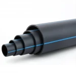 مواسير بلاستيك HDPE ضغط  6 بار [PE 100] قطر خارجي 180 مم  SDR 26  لون اسود مع خط ازرق | مصنع المنى