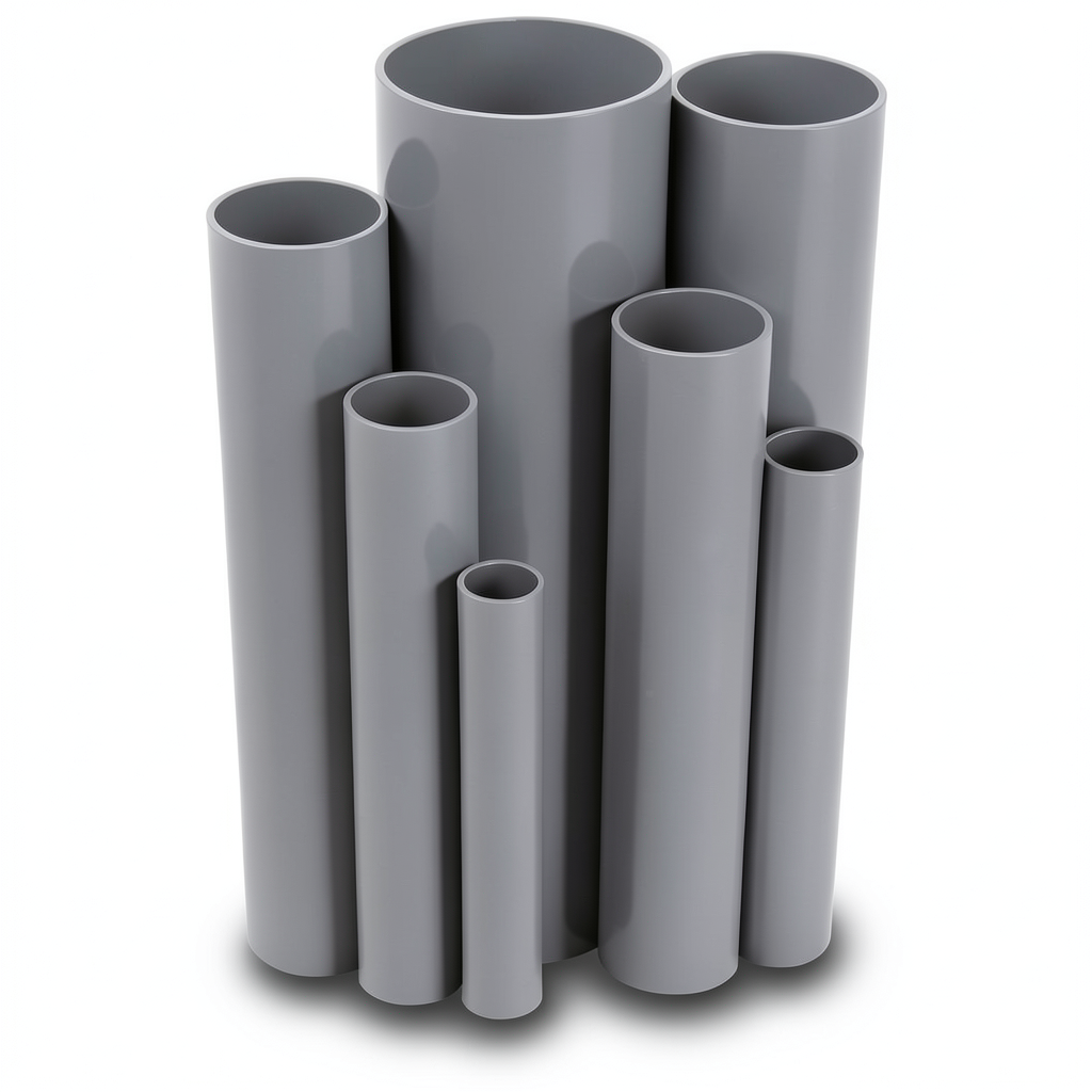 مواسير UPVC مقاس ¼ 1 إنش سمك 1.52 مم ضغط 8.6 بار لون رمادي