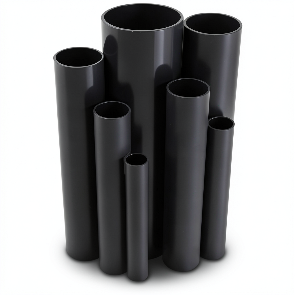 UPVC Pipes Schedule 8.6 Bar Size ½ 1 inch Thickness 1.52 mm Outside Diameter 48.11 mm Black