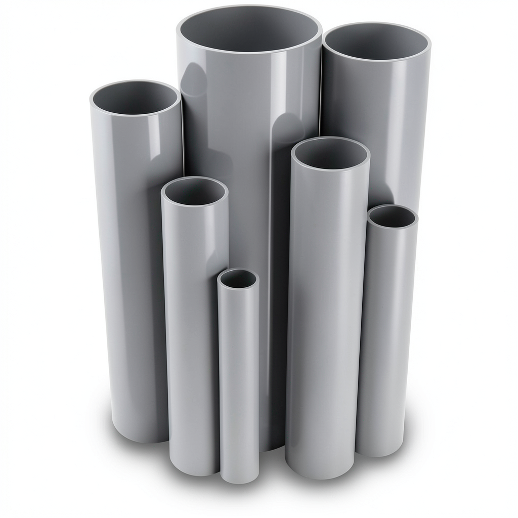 مواسير UPVC ضغط اسمي 11 بار مقاس ¼1 إنش سمك 1.63 مم لون رمادي