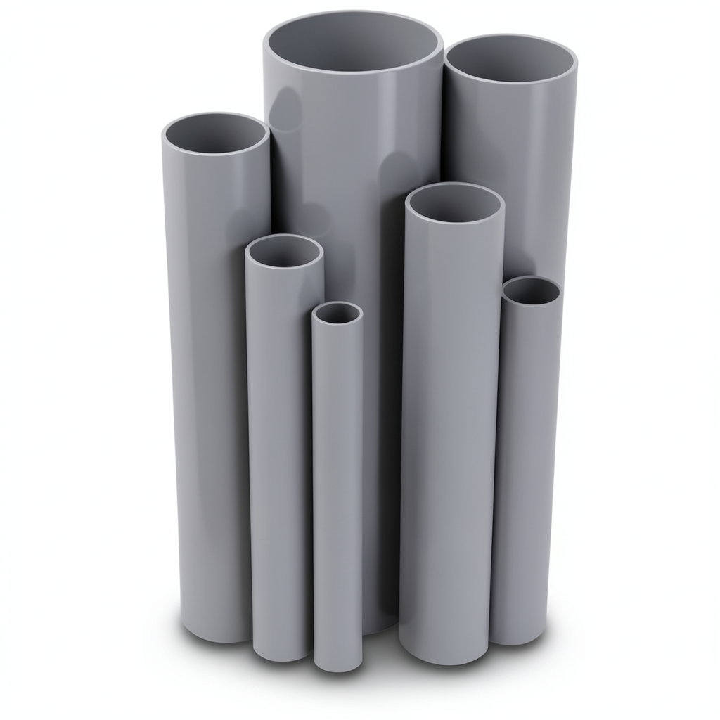 مواسير UPVC ضغط اسمي 21.7 بار مقاس 1 إنش سمك 2.5 مم لون رمادي