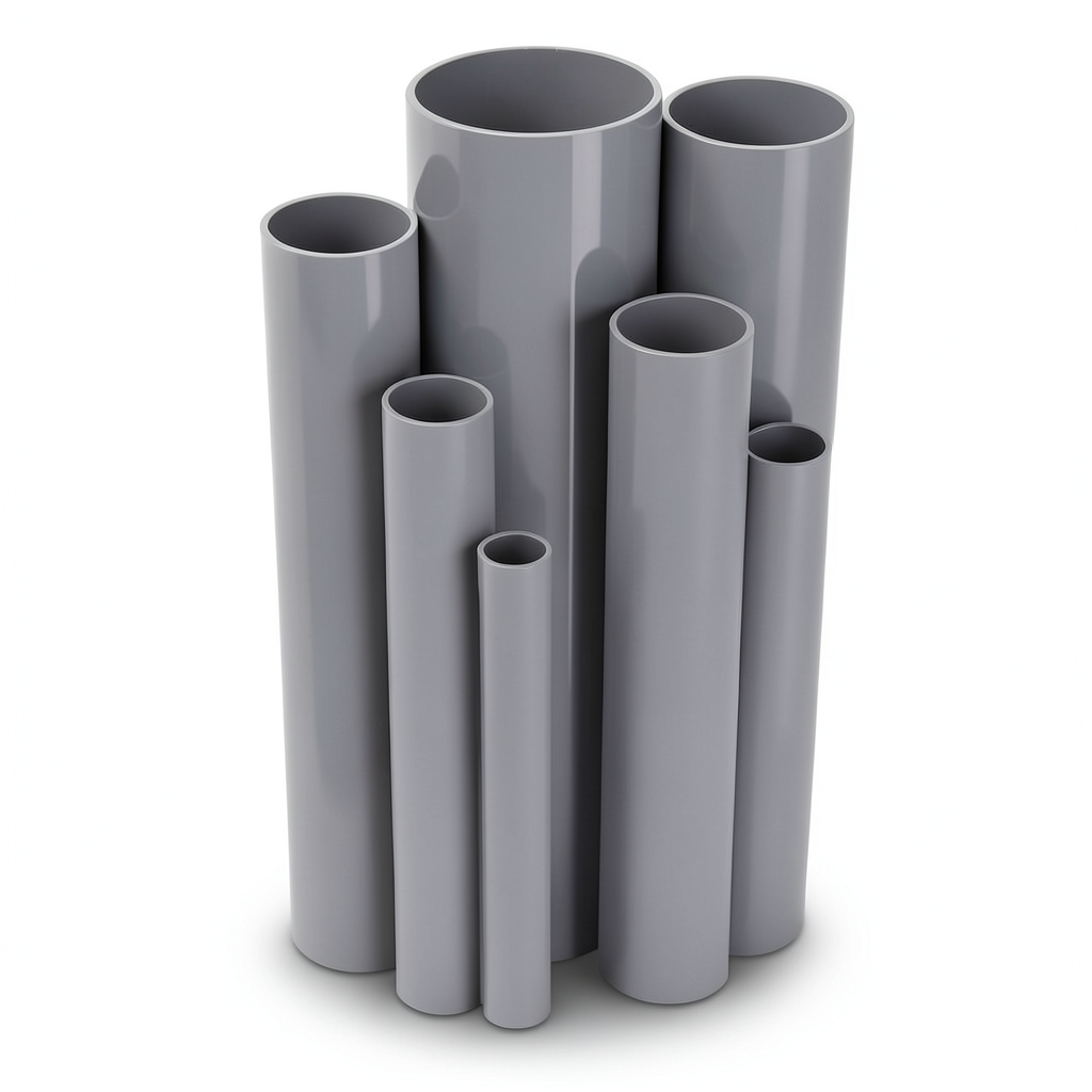 مواسير UPVC ضغط اسمي 13.8 بار مقاس 1 إنش سمك 1.6 مم لون رمادي