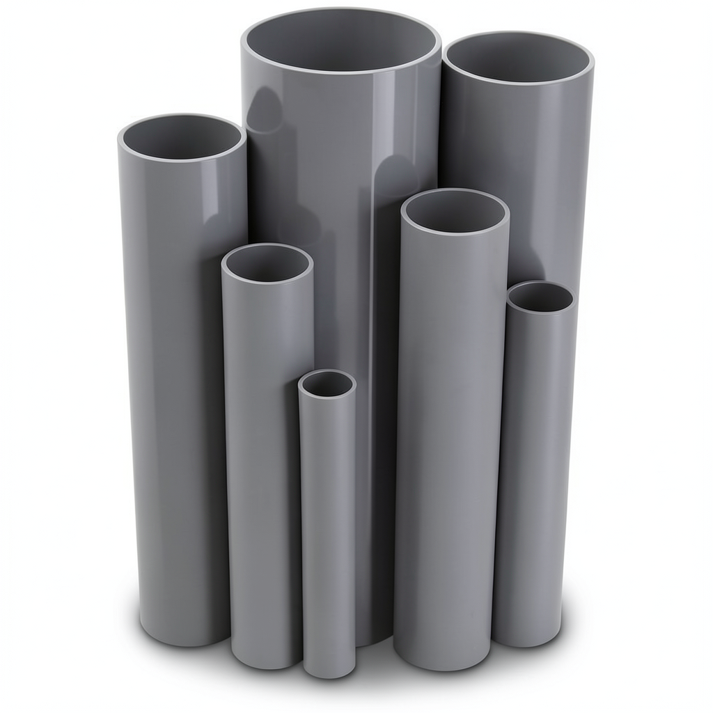 مواسير UPVC ضغط 13.8 بار مقاس ¼ 1 إنش سمك 2.01 مم لون رمادي