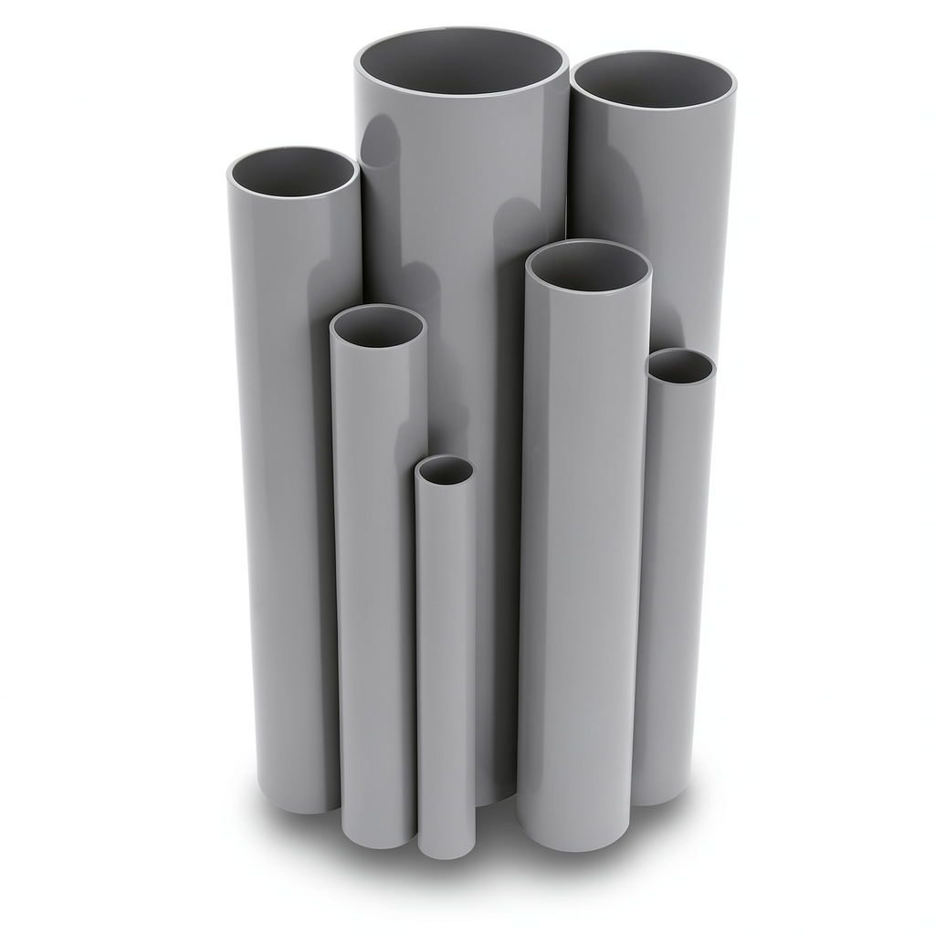 مواسير UPVC ضغط 13.8 بار مقاس ½ 1 إنش سمك 2.29 مم لون رمادي
