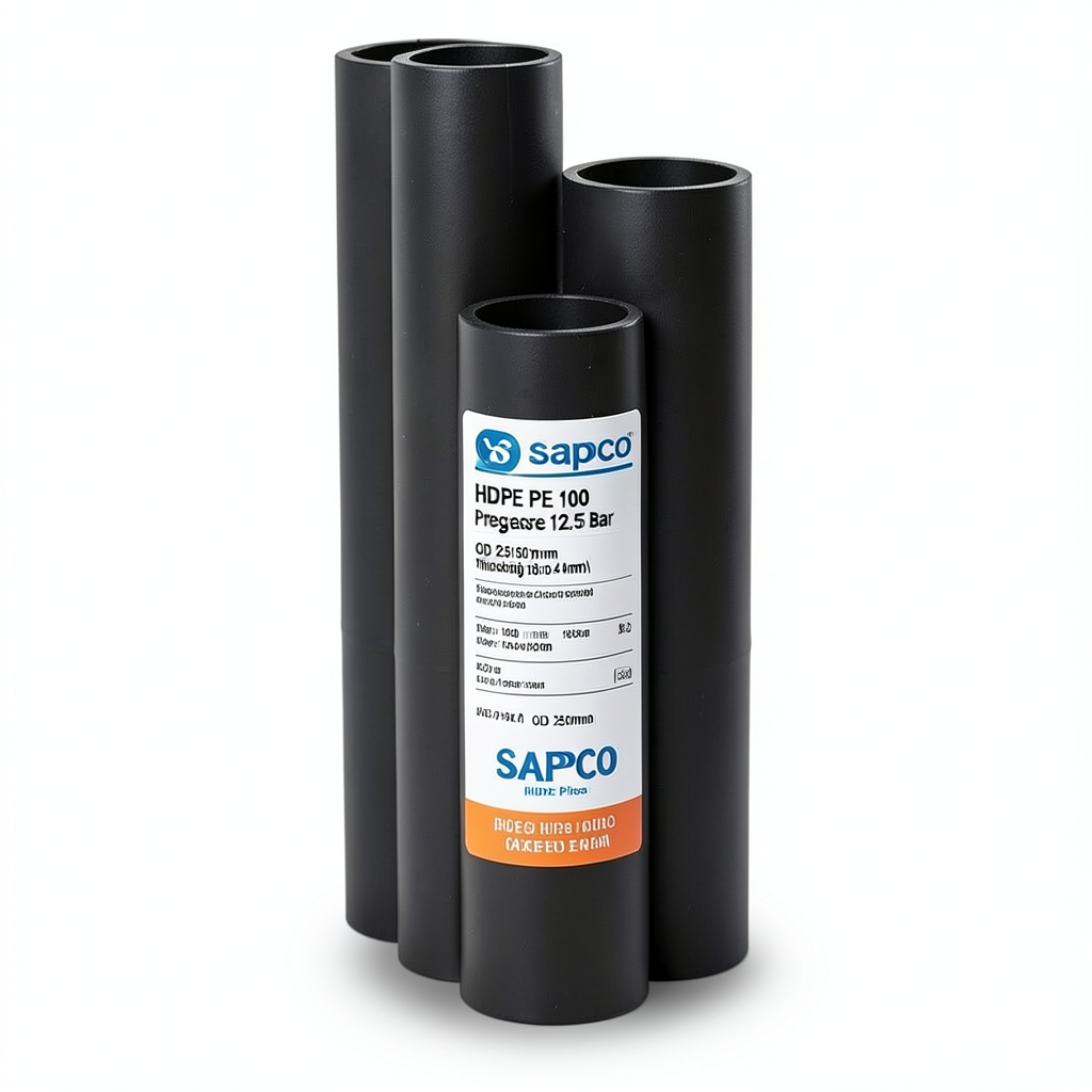 أنابيب HDPE سابكو PE 100 ضغط 12.5 بار قطر خارجي 250 مم سمك 18.4 مم أسود | سابكو