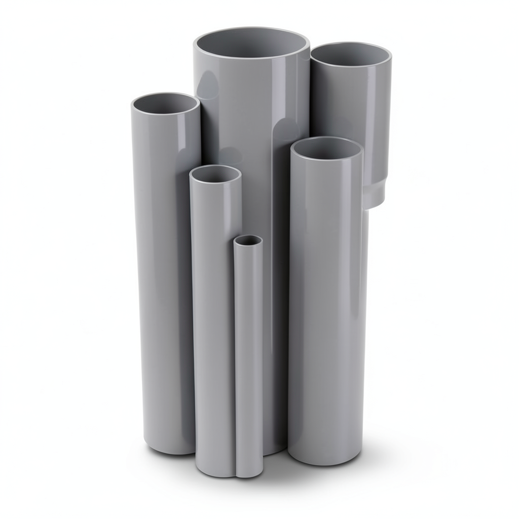 مواسير UPVC ضغط 17.2 بار مقاس ½ 1 إنش سمك 2.84 مم لون رمادي