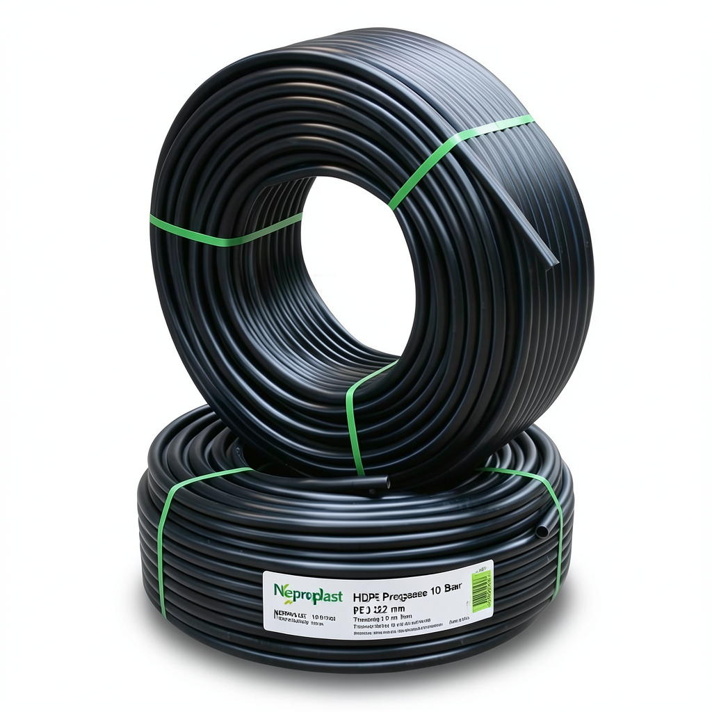 أنابيب HDPE نيبروبلاست PE 100 ضغط 10 بار قطر خارجي 32 مم سمك 1.9 مم لون اسود | نيبروبلاست