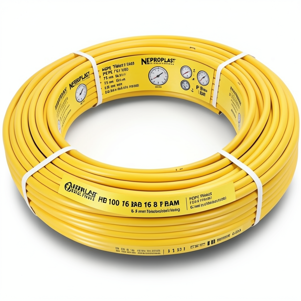 HDPE Pipes PE 100 16 Bar 75 mm Diameter 6.8 mm Thickness Yellow | NEPROPLAST