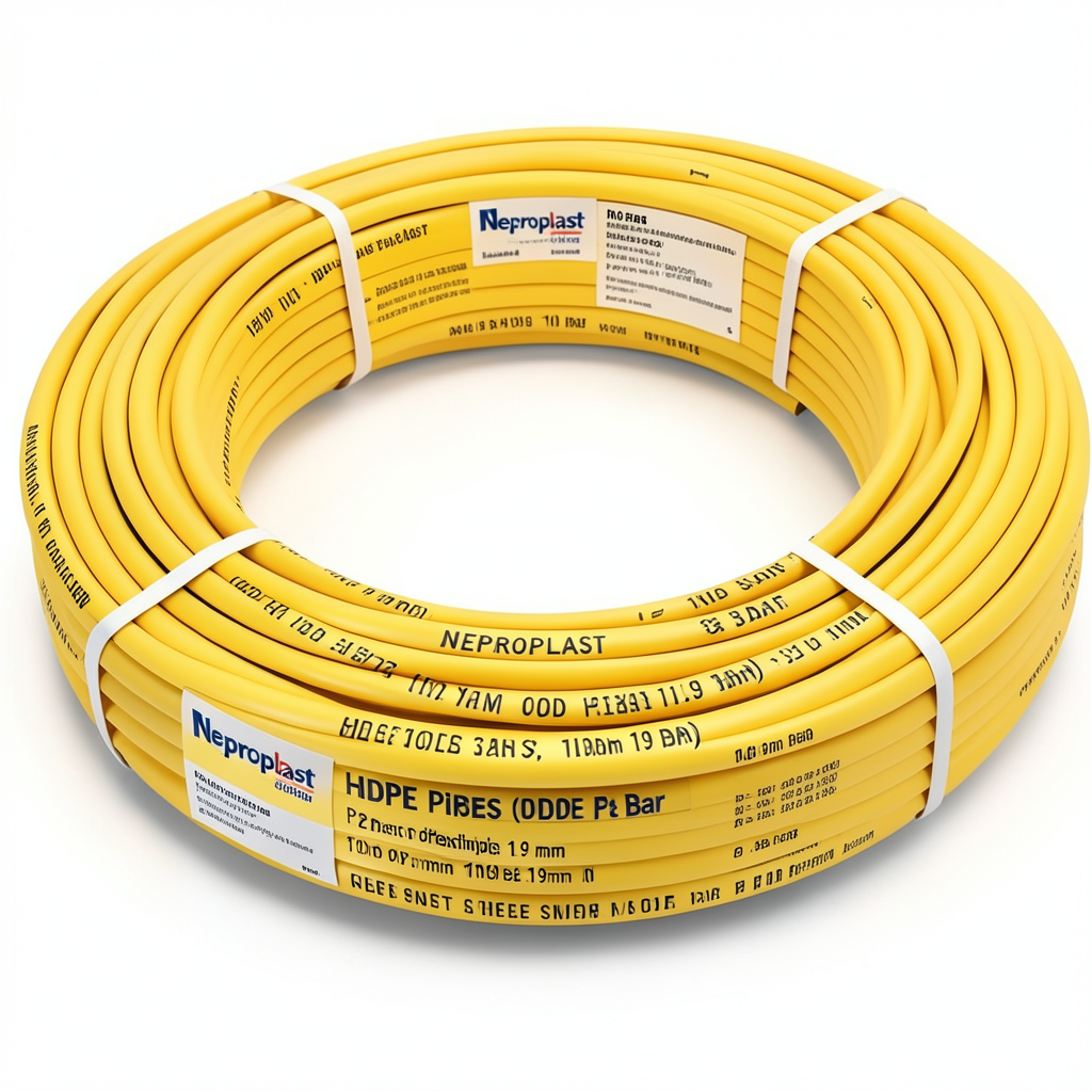 أنابيب HDPE نيبروبلاست PE 100 ضغط 10 بار قطر خارجي 32 مم سمك 1.9 مم لون أصفر | نيبروبلاست