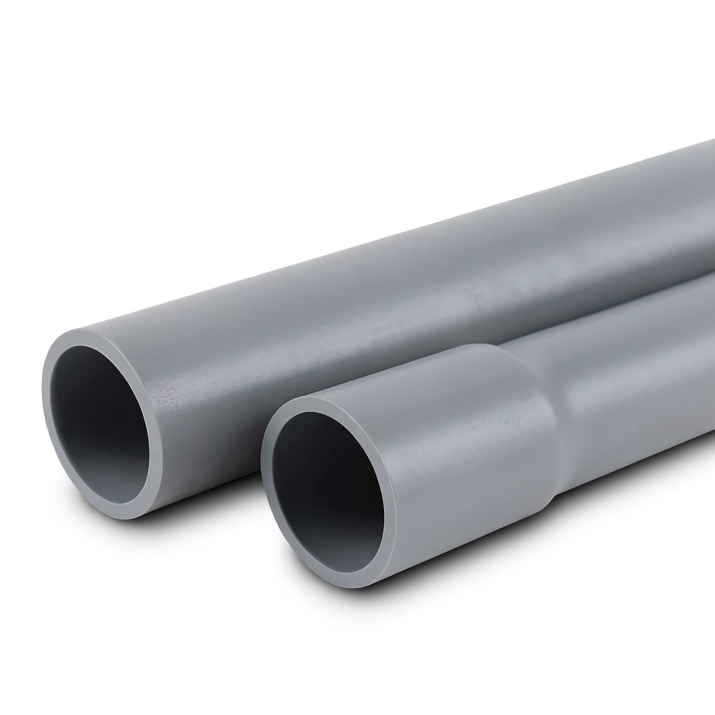 مواسير UPVC ضغط 8.6 بار مقاس 6 إنش سمك 5.2 مم لون رمادي