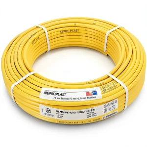 أنابيب HDPE PE 100 ضغط 16 بار قطر 75 مم سمك 6.8 مم لون أصفر | نيبروبلاست